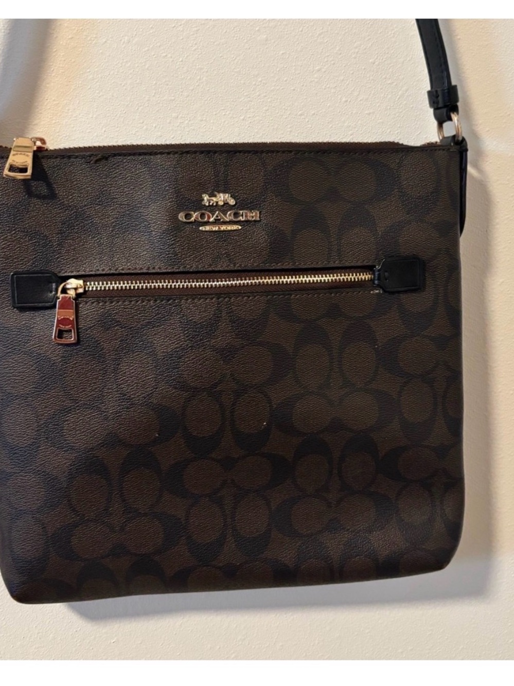 Coach Signature Brown and Black Crossbody Bag - Picture 10 of 10